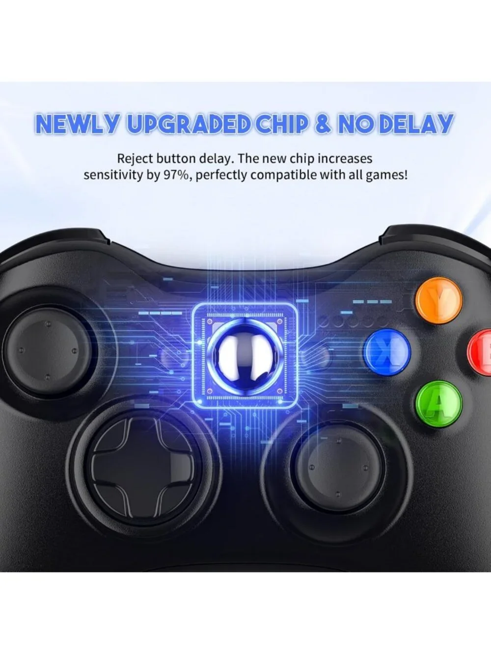2 Pack Wireless Gamepad Controllers for Xbox 360 & PC - Upgraded Joystick